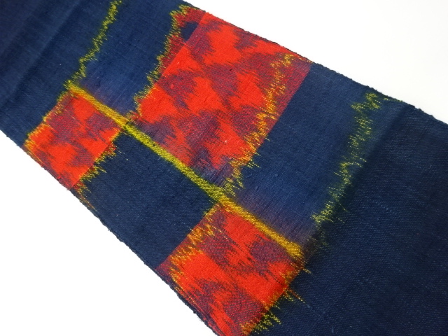 JAPANESE KIMONO / VINTAGE NAGOYA OBI / MAWATA TSUMUGI / WOVEN ABSTRACT CHECKERED